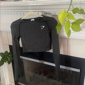 Gymshark Charcoal Long Sleeve Crop Top